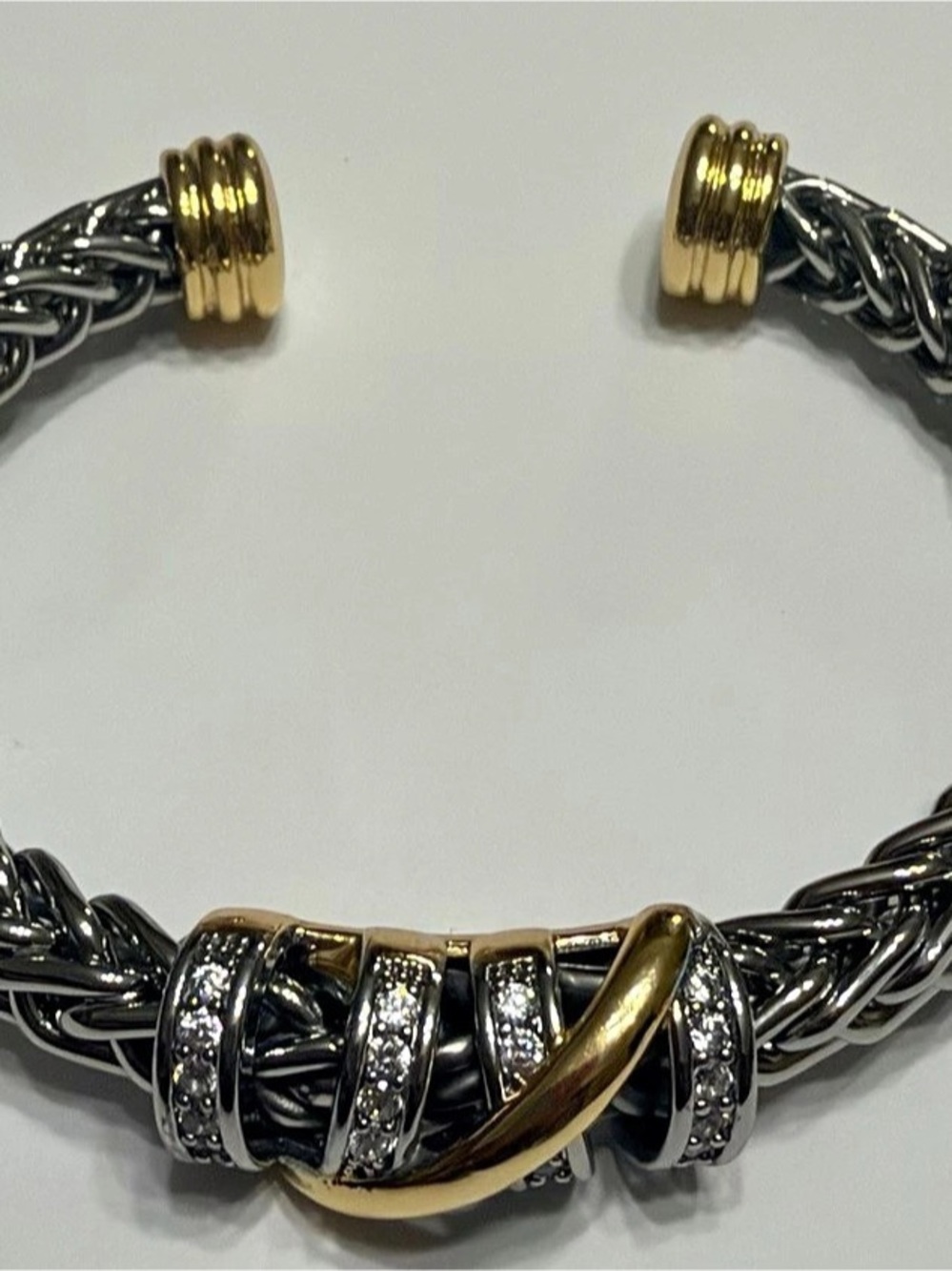 Two-Tone Braided Cuff Bracelet